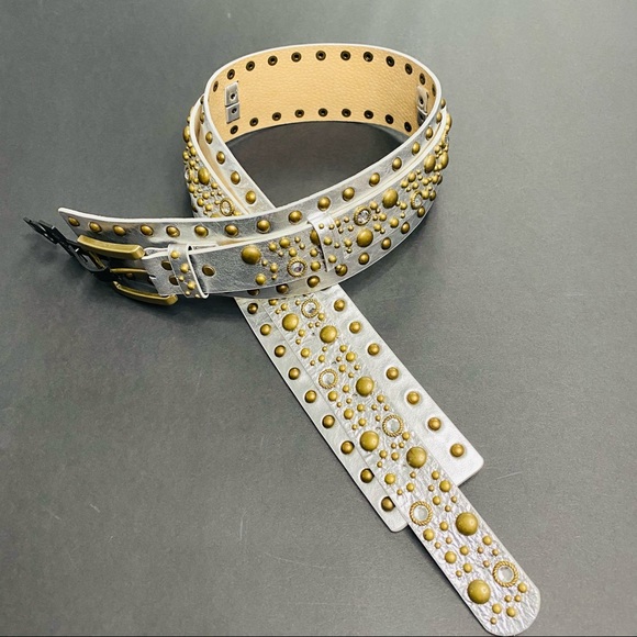 L & D Studded Italian Leather Belt- Size M - Picture 4 of 14